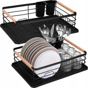 Edényszárító Csepegtető Fekete Nagy, Edénytartó Tálcával