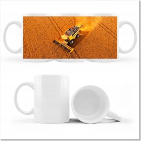 Fényképes bögre Felülnézet a kombájnra