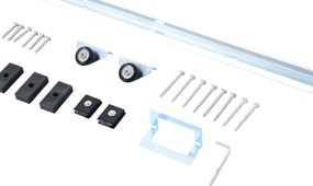 HOMCOM Tolóajtó Hardver 186 cm-es Készlet Fa Tolóajtóhoz Fémből Készült Sínekkel és 2 Ezüst Görgővel | Aosom