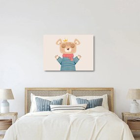 Üveg kép - Bézs mackó koronával (70x50 cm)