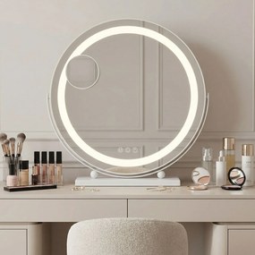 Rea MAKE-UP, kozmetikai LED tükör 40 cm, fehér keretben, álló, HOM-12019