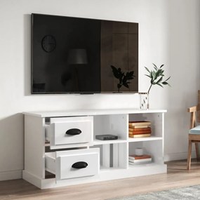 magasfényű fehér szerelt fa TV-szekrény 102 x 35,5 x 47,5 cm