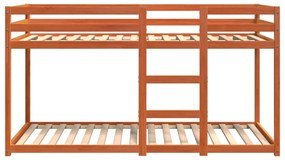 viaszbarna tömör fenyőfa emeletes ágy 75 x 190 cm