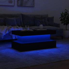 Fehér dohányzóasztal LED-lámpákkal 90x50x40 cm