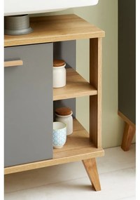 Szürke mosdó alatti szekrény tölgyfa dekorral 60,5x65 cm Quickset 924 – Pelipal