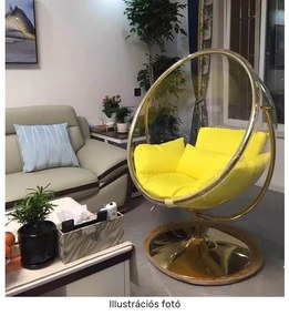 Függő fotel állvánnyal, átlátszó/ezüst/szürke, BUBBLE TYP 2