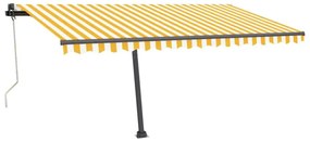 sárga-fehér szélérzékelős és LED-es napellenző 450x350 cm