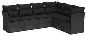 6 részes fekete polyrattan kerti ülőgarnitúra párnákkal