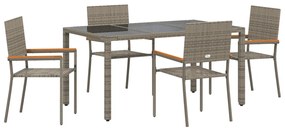 Kert étkező szett 5 pcs Szürke 150 x 90 x 75 cm polirattan