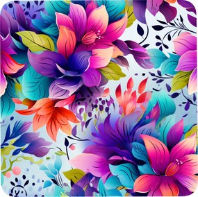 Bögrealátét szett 4 db-os négyzet alakú színes virág mintás 4