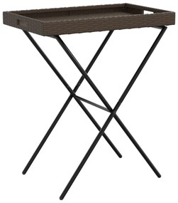 barna összecsukható polyrattan tálcaasztal 65 x 40 x 75 cm