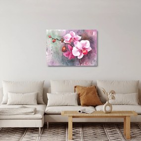 Üveg kép - Orchideák, akvarell (70x50 cm)