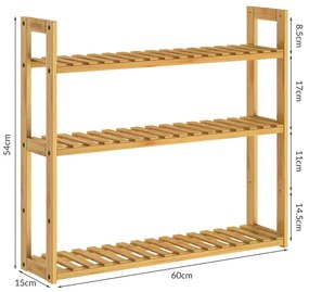 Casaria® Bambusz falipolc - 54x60x15cm