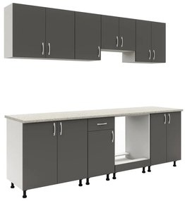 Benita 1 ajtós Alsó konyhaszekrény Antracit-Fehér 98x50x80 cm N