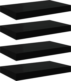 vidaXL 4 db fekete MDF lebegő fali polc 40 x 23 x 3,8 cm