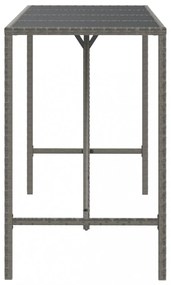 szürke polyrattan üveglapos bárasztal 180 x 70 x 110 cm