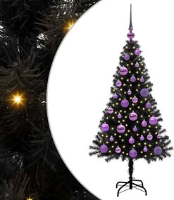 vidaXL Karácsonyfa 150 LED-del állvánnyal Fekete 120 cm PVC