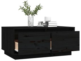 Fekete tömör fenyőfa dohányzóasztal 80x50x35 cm