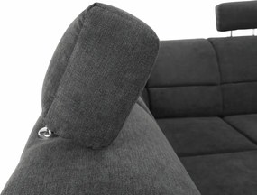 Ülőgarnitúra, műbőr fekete/szövet sötétszürke, balos, SANTIAGO U