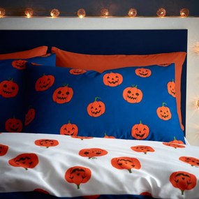 Kék-narancssárga egyszemélyes ágyneműhuzat 135x200 cm Halloween Pumpkins – Catherine Lansfield