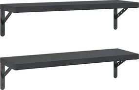 vidaXL 2 db fekete rozsdamentes acél fali polc 75 x 23,5 cm