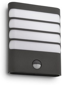 Philips Raccoon kültéri falra szerelhető mozgásérzékelős LED lámpa, antracitszürke, 1x3W, 270 lm, 2700K melegfehér, 172749316