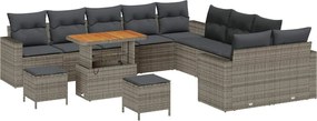 vidaXL Kerti Kanapé Szett 13 pcs Szürke polirattan