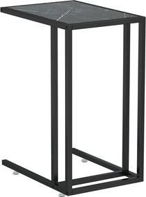 vidaXL fekete márvány edzett üveg számítógép-kisasztal 50 x 35 x 65 cm
