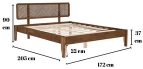 Natúr színű-sötétbarna lucfenyő franciaágy ágyráccsal 160x200 cm Izabelya – Kalune Design