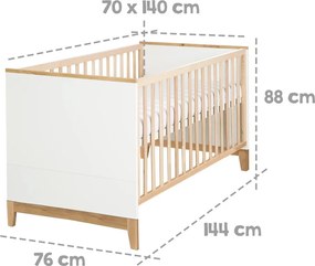 Fehér-natúr színű bükkfa babaágy 70x140 cm Finn – Roba