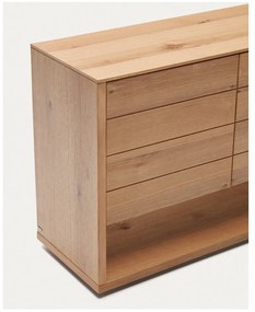 Natúr színű alacsony komód tölgyfa dekorral 200x74 cm Alguema – Kave Home