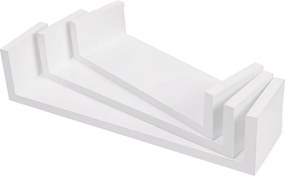 3 darabos lebegő polc szett magasfényű bevonattal, fehér 30/35/40cm