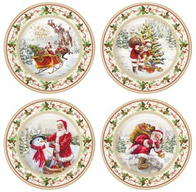 Karácsonyi porcelán desszertes tányér szett 4db-os díszdobozban, 19 cm - Christmas Time