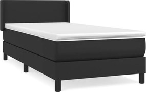 vidaXL fekete műbőr rugós ágy matraccal 90x190 cm