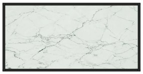 Fekete dohányzóasztal fehér márvány mintás üveggel 100x50x35 cm