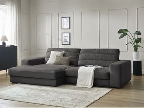 Antracitszürke bársony sarokkanapé (bal oldali-heverő résszel) Sierra – Bobochic Paris