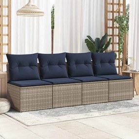 2 részes szürke polyrattan akácfa kerti ülőgarnitúra párnákkal