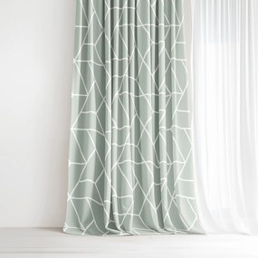 Goldea pamut függöny - mozaik minta zsálya alapon 240x150 cm