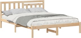 vidaXL Ágykeret fejtámlával Barna 150 x 200 cm Tömör fenyőfa