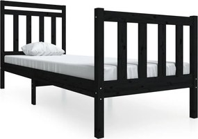 vidaXL fekete tömör fa ágykeret 75 x 190 cm (Small Single)