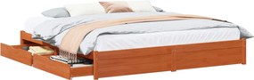 vidaXL Ágykeret fiókkal Faggyú barna 180 x 200 cm Tömör fenyőfa