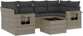vidaXL 7 részes szürke polyrattan kerti ülőgarnitúra párnákkal