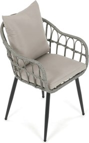 Kerti szék, fém, polyrattan, szürke, AZ-F1406 GREY