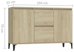 sonoma tölgy színű szerelt fa tálalószekrény 102 x 35 x 70 cm