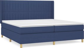 vidaXL kék szövet rugós ágy matraccal 200 x 200 cm