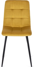 Krzesło PERU Musztardowe Welurowe
