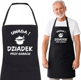 Férfi Konyhai Kötény Nagypapának Főzési Ajándék Fekete 90 cm