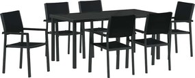vidaXL Kert étkező szett 7 pcs Fekete Porszórt acél