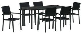 vidaXL Kert étkező szett 7 pcs Fekete Porszórt acél