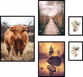 5 db-os fali galéria poszter szett lakásba